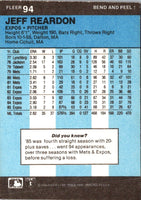 1986 Fleer Star Stickers Jeff Reardon #94