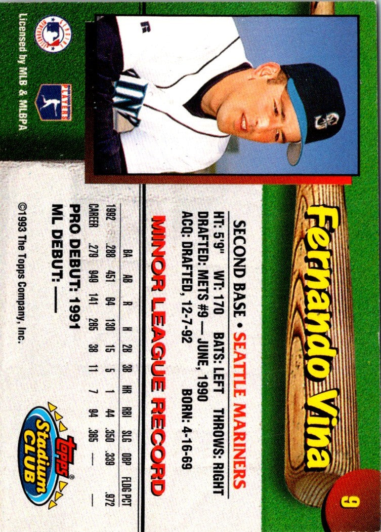 1993 Stadium Club Seattle Mariners Fernando Vina