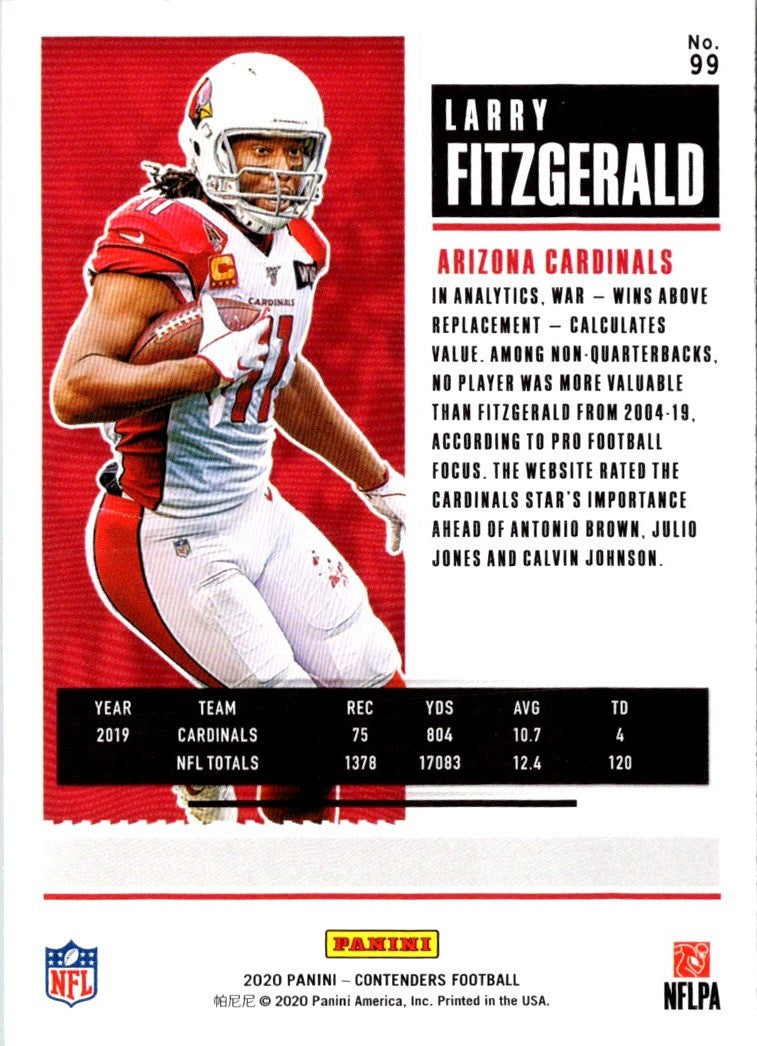 2020 Panini Contenders Red Zone Larry Fitzgerald