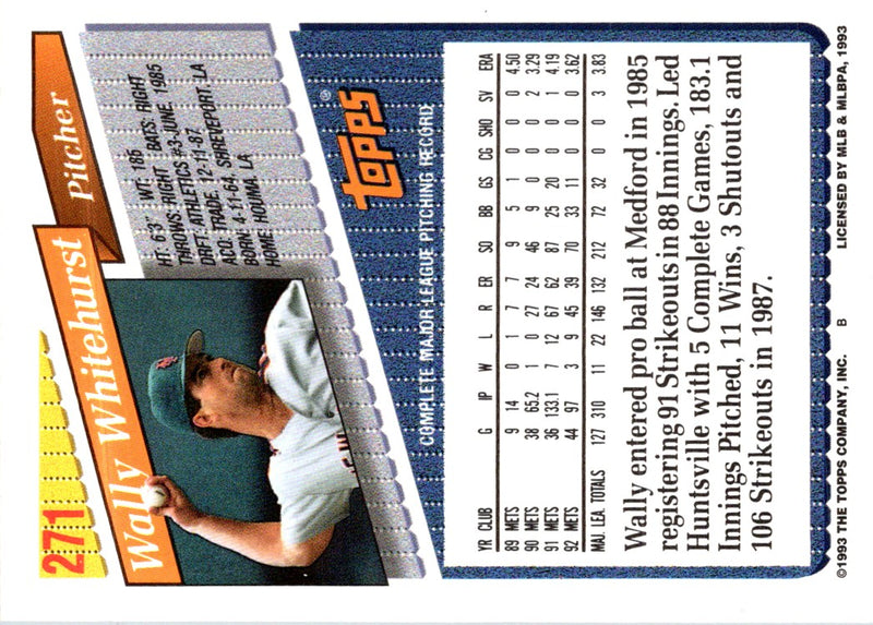 1993 Topps Gold Wally Whitehurst