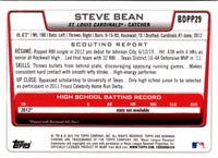 2012 Bowman Draft Picks & Prospects Chrome Steve Bean #BDPP29