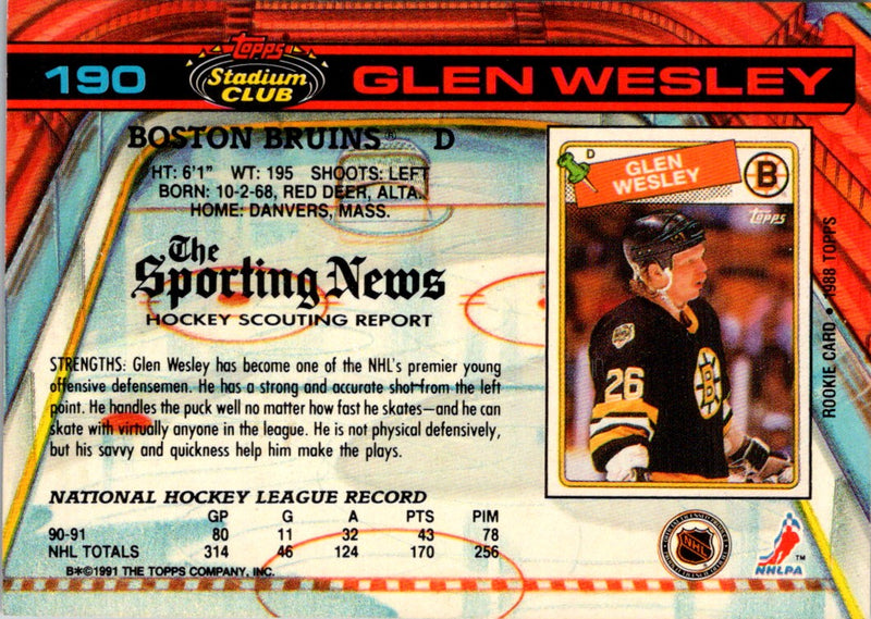 1991 Stadium Club Glen Wesley