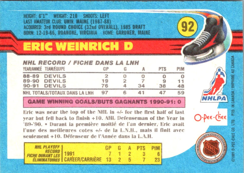 1991 O-Pee-Chee Eric Weinrich