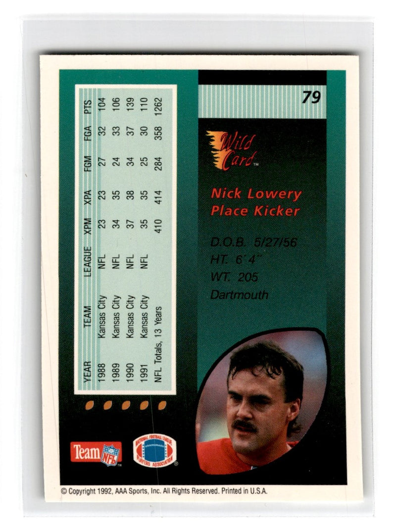 1992 Wild Card 5 Stripe Nick Lowery