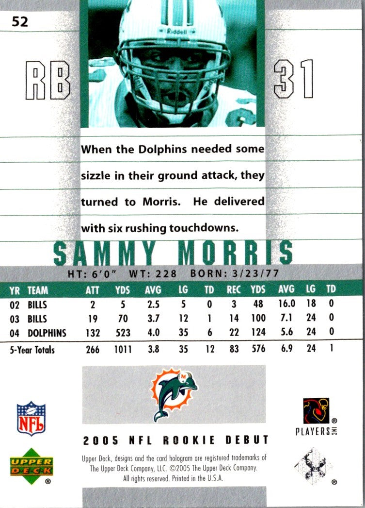 2005 Upper Deck Rookie Debut Sammy Morris