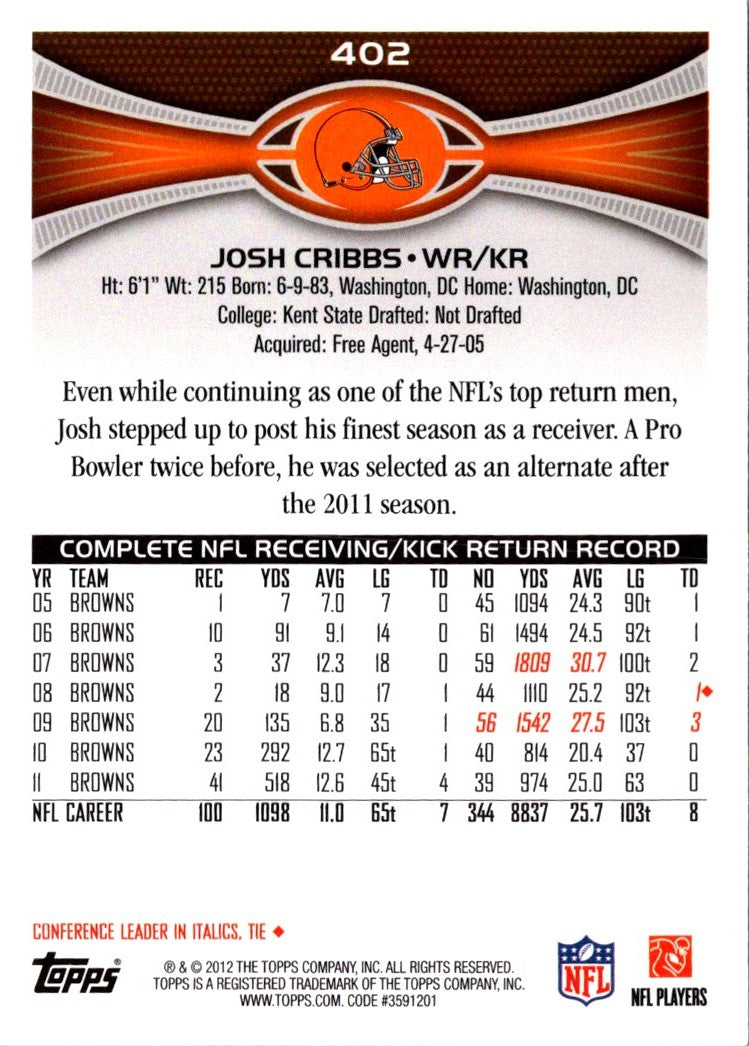 2012 Topps Josh Cribbs