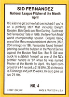1987 Donruss Highlights Sid Fernandez #4