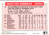 1991 ProCards Tomorrow's Heroes Wes Chamberlain #295