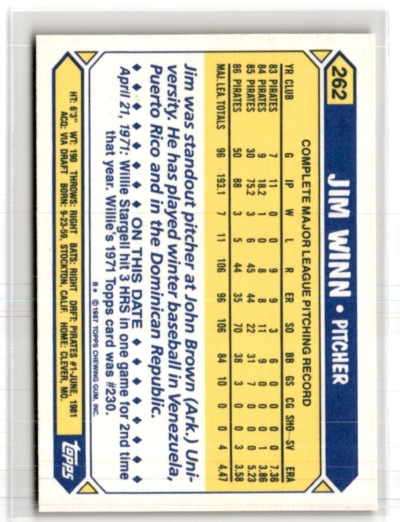 1987 Topps Tiffany Jim Winn