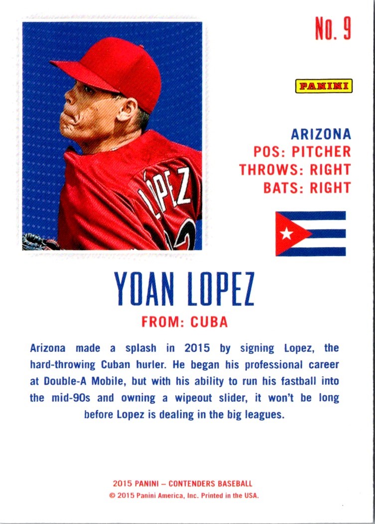 2015 Panini Contenders Passports Yoan Lopez