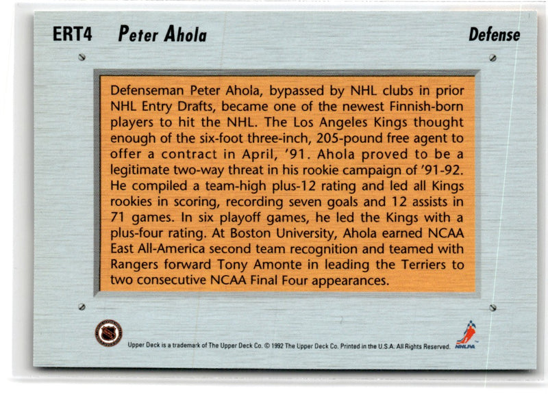 1992 Upper Deck Euro-Rookie Team Peter Ahola