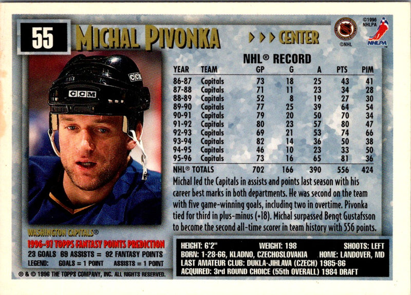 1996 Topps NHL Picks Michal Pivonka