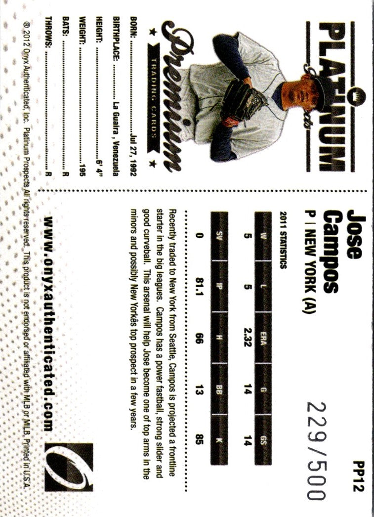 2012 Onyx Platinum Prospects Jose Campos