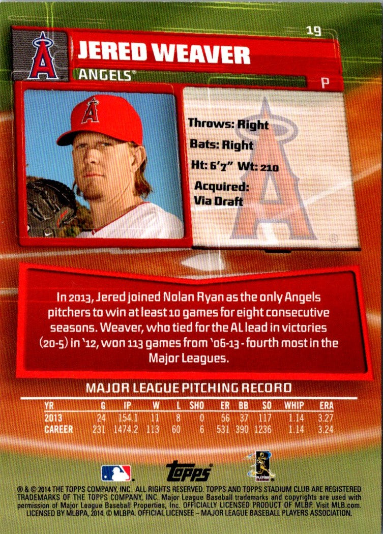 2014 Stadium Club Jered Weaver