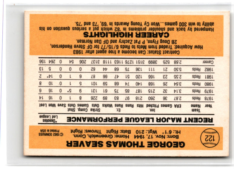 1983 Donruss Tom Seaver