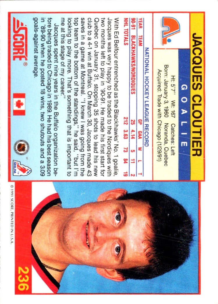 1991 Score Jacques Cloutier