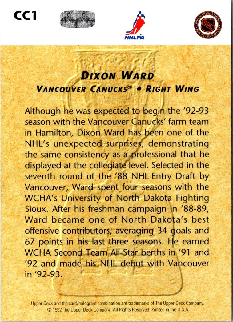 1992 Upper Deck Calder Candidates Dixon Ward