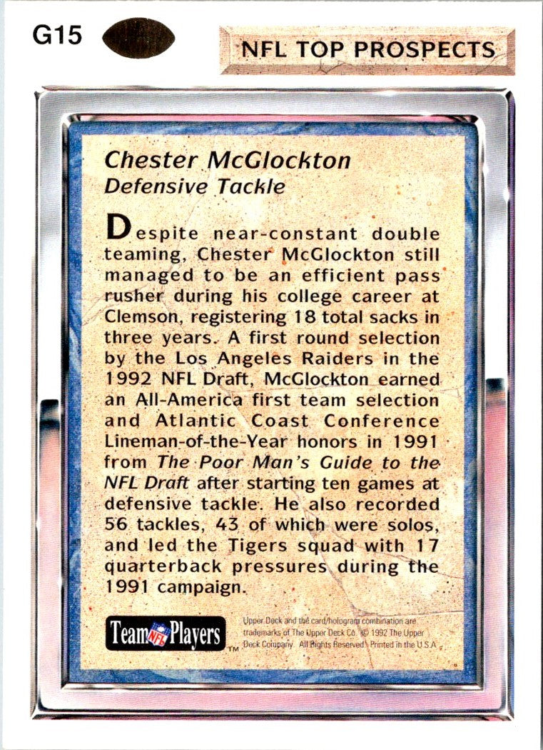 1992 Upper Deck Chester McGlockton