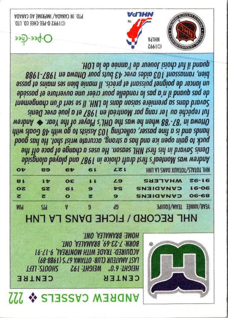 1992 O-Pee-Chee Andrew Cassels
