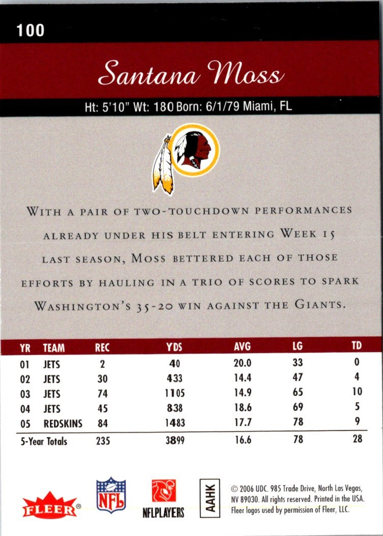 2006 Flair Showcase Santana Moss