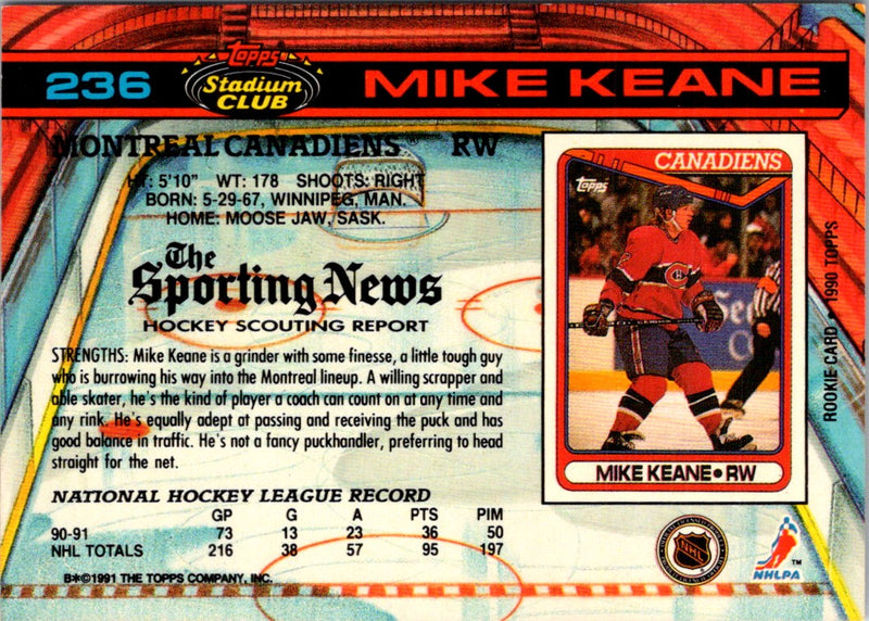 1991 Stadium Club Mike Keane