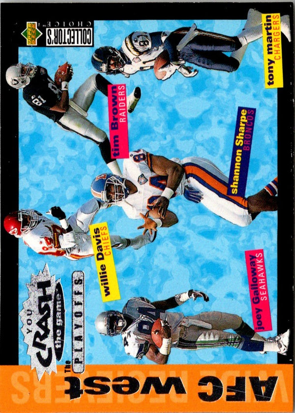 1995 Collector's Choice Update Crash Playoffs Tim Brown/Willie Davis/Tony Martin/Shannon Sharpe/Joey Galloway #CP15