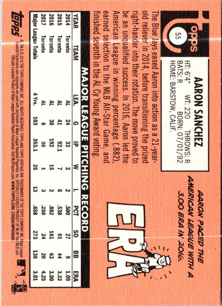 2018 Topps Heritage Aaron Sanchez