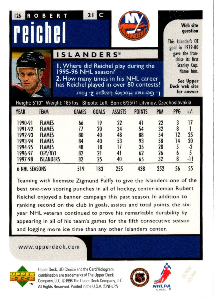 1998 UD Choice Robert Reichel