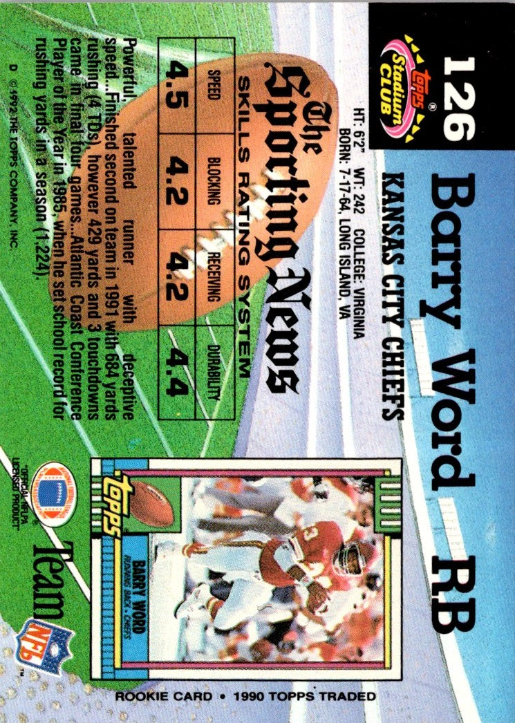 1992 Stadium Club Barry Word