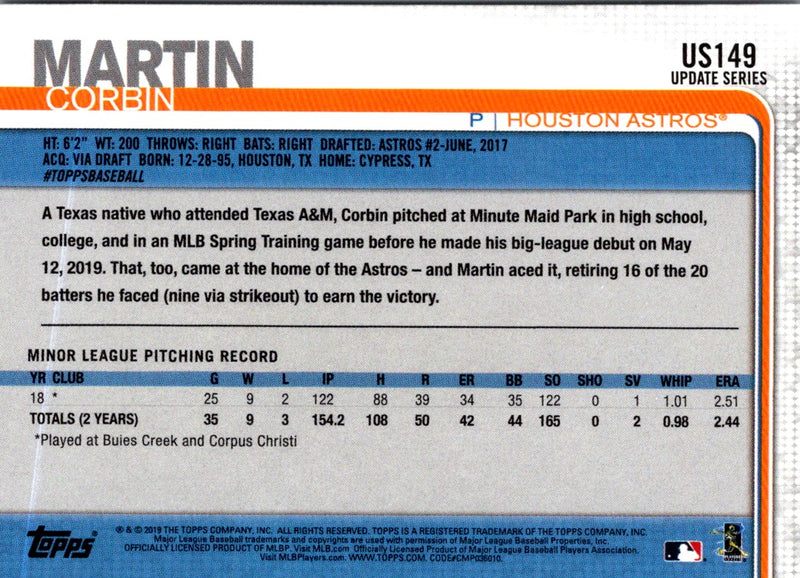 2019 Topps Corbin Martin