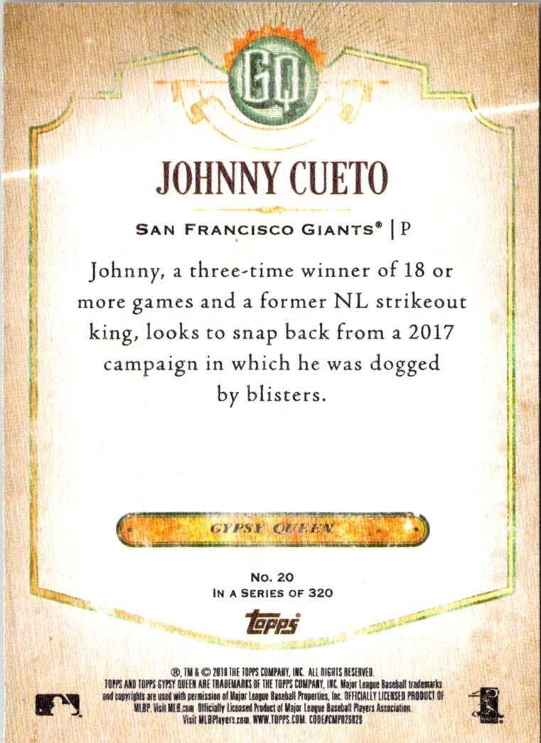 2018 Topps Gypsy Queen Red Johnny Cueto