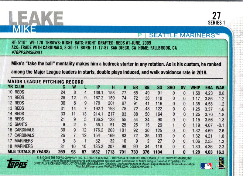 2019 Topps Mike Leake