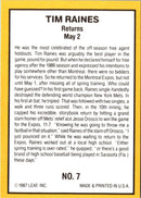 1987 Donruss Highlights Tim Raines