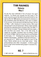 1987 Donruss Highlights Tim Raines #7
