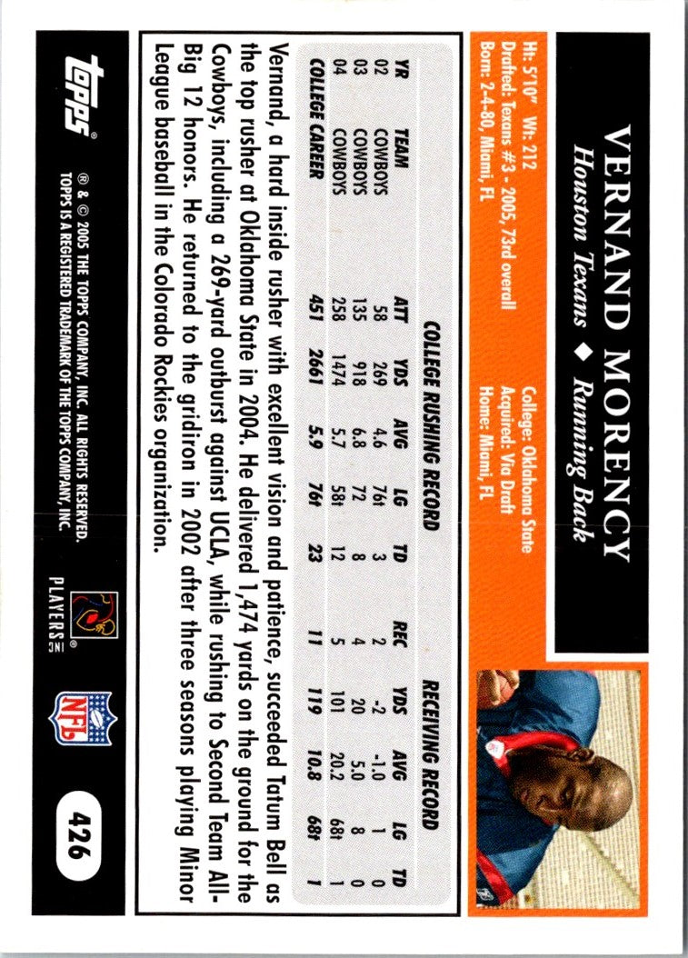 2005 Topps 50th Anniversary Rookies Vernand Morency