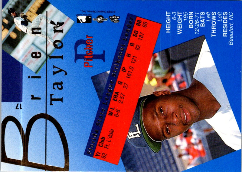1993 Classic Best Gold Brien Taylor