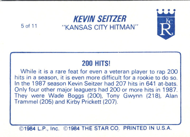 1988 Star Kevin Seitzer Kevin Seitzer