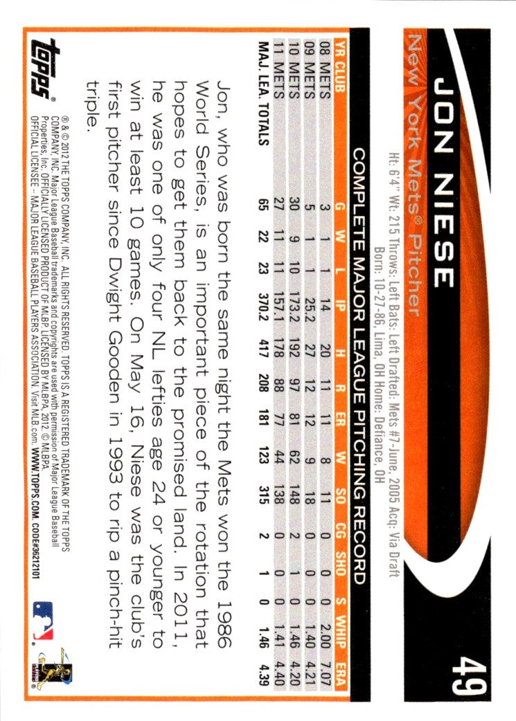 2012 Topps Jon Niese