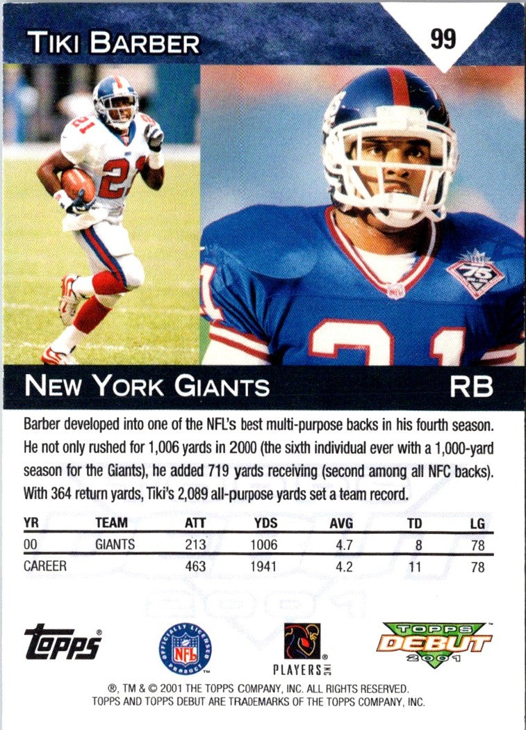 2001 Topps Debut Tiki Barber