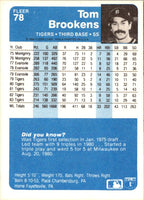 1984 Fleer Tom Brookens #78