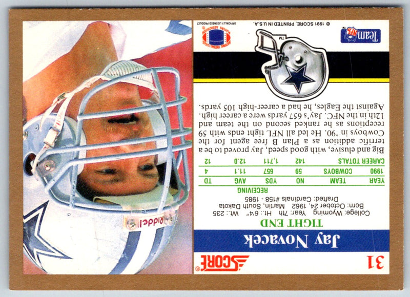 1991 Score Jay Novacek