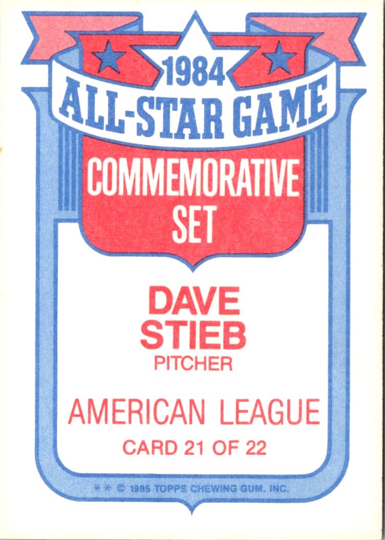 1985 Topps Glossy All-Stars Dave Stieb
