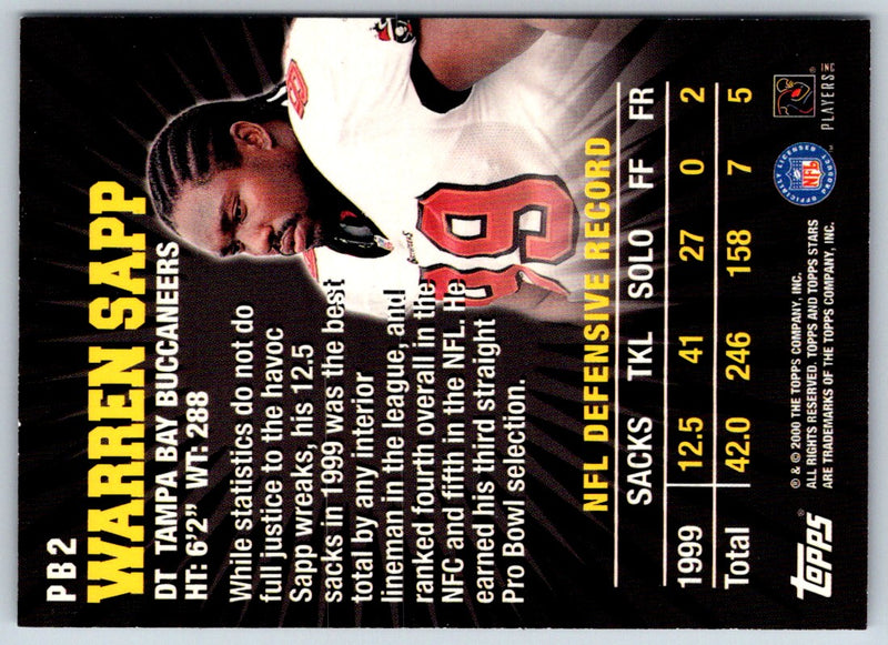 2000 Topps Stars Pro Bowl Powerhouse Warren Sapp