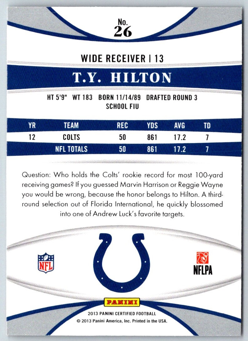 2013 Panini Certified T.Y. Hilton