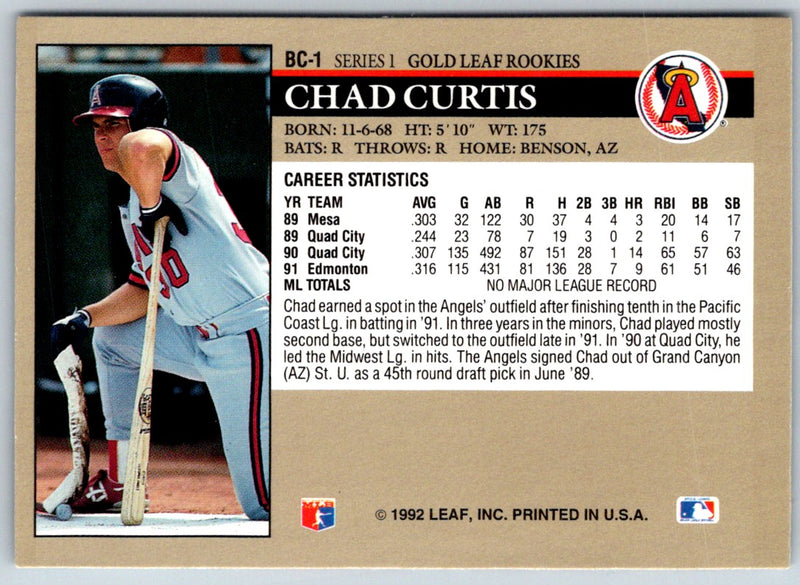 1992 Leaf Gold Rookies Chad Curtis