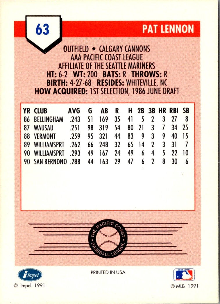 1991 Line Drive AAA Patrick Lennon