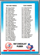 1986 Fleer Checklist: Yankees/Dodgers/Angels/Reds