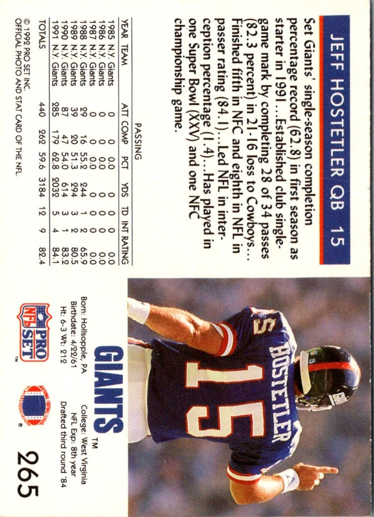 1992 Pro Set Jeff Hostetler