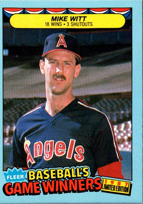 1987 Fleer Game Winners Mike Witt #43