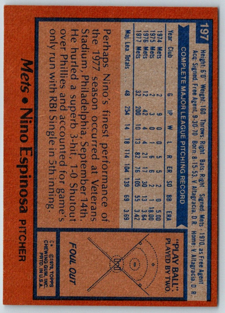 1978 Topps Nino Espinosa